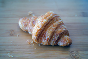 Freshly baked French croissants at a bakery