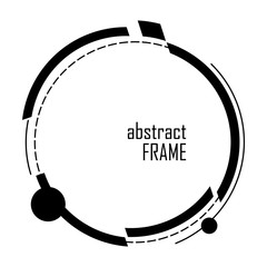 Modern abstract vector banner. Flat geometric circle shaped frame. Template ready for use in web or print design.
