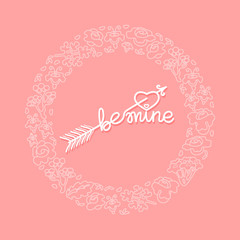 Be Mine - romantic hand drawn quote. Lettering design. Vector.