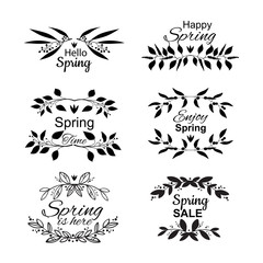 Spring lettering set with decorative elements