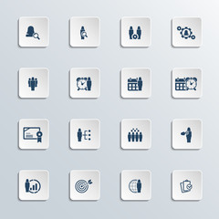 Business and management icon set - woman, female characters 