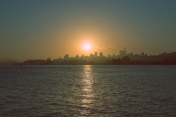 The sunrise over downtown San Francisco