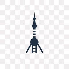 Oriental pearl tower vector icon isolated on transparent background, Oriental pearl tower  transparency concept can be used web and mobile