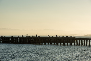 Torpedo wharf at sunrise in San Francisco