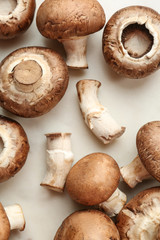 Fresh mushrooms on light table