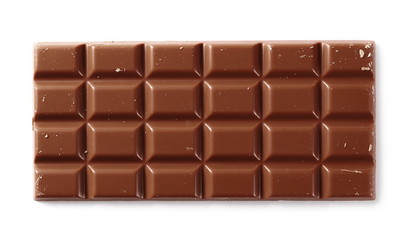 chocolate bars isolated on white background, top view