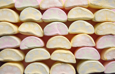 Tasty sweet marshmallows, top view