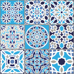 Vector seamless pattern, based on traditional wall and floor tiles Mediterranean style. - 239360271