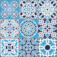 Photo sur Plexiglas Portugal carreaux de céramique Modèle sans couture de vecteur, basé sur les carreaux traditionnels de mur et de sol de style méditerranéen.