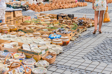 Horezu Ceramics – the art most representative of Romanian tradition/ Ceramics bazar in Sibiu, Romania