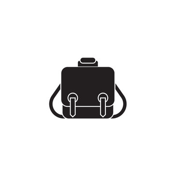 Messenger Bag Black Vector Concept Icon. Messenger Bag Flat Illustration, Sign, Symbol