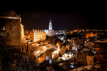 Obraz premium Night view at Cesky Krumlov. Czech Republic.