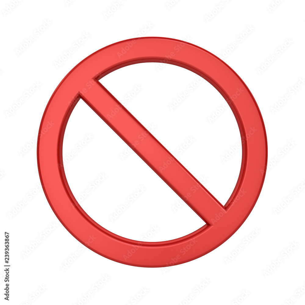 Poster 3d No Sign Symbol isolated on white background 3D rendering