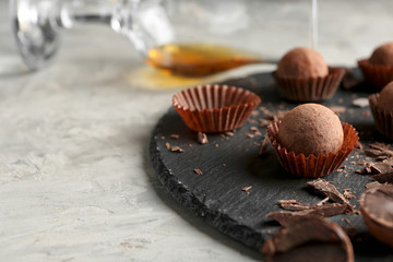 Sweet truffles on slate plate