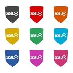 SSL Certified icon or logo illustration, color set