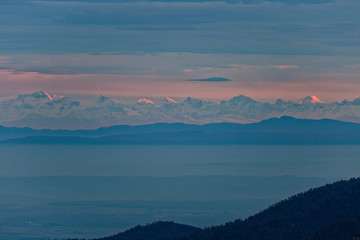 Coucher de soleil sur les Alpes Suisses