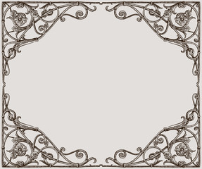 Vector drawing of a decorative frame in art nouveau style