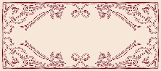 Vector image of decorative frame in art nouveau style