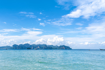 Fototapeta na wymiar Beautiful Tropical Beach PP Island, Krabi, Phuket, Thaialnd blue ocean background Summer view Sunshine at Sand and Sea Asia Beach Thailand Destinations 