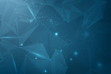 Abstract polygonal space. Triangles with connecting dots and lines. Background concept for your design