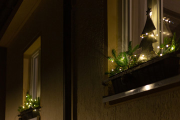 xmas decoration of facade and windows