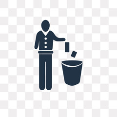 Throwing Trash vector icon isolated on transparent background, Throwing Trash  transparency concept can be used web and mobile