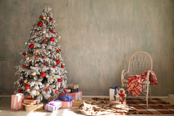 Christmas background Christmas tree new year gifts decor decoration holiday winter