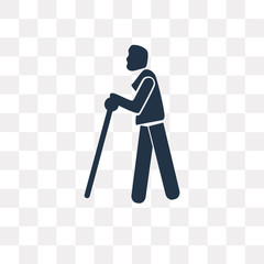 Blindman with Cane vector icon isolated on transparent background, Blindman with Cane  transparency concept can be used web and mobile