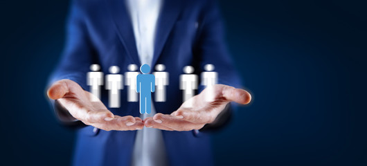 man hand people team