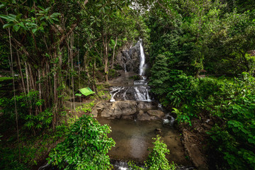 Fototapeta na wymiar Waterfalls in the rainforest photographed in Khao Yai National Park, Thailand.