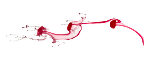 Water drop of red ink Abstract pattern falling into the