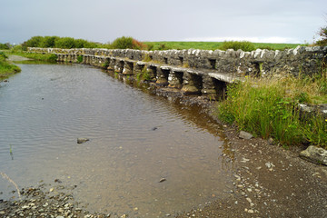 Clapper Bridge over Carrownisky River, Ireland County Mayo Killeen Bunlahinch