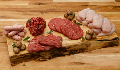 Selection of raw meat full of protien