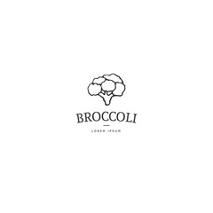 Kitchen logo template, broccoli. Vector hand drawn object.