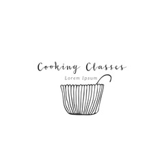 Kitchen logo template, a bowl. Vector hand drawn object.