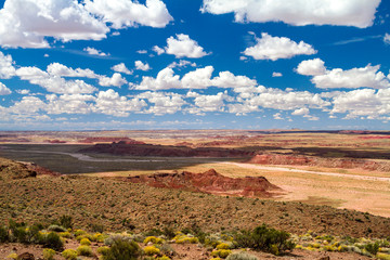 Wide open land of the Panited Desert in Arizona, USA
