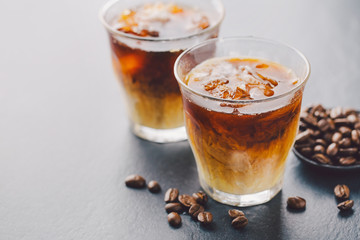 Iced coffee in glasses