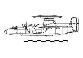 Fototapeta na wymiar Grumman E-2A HAWKEYE. Outline drawing