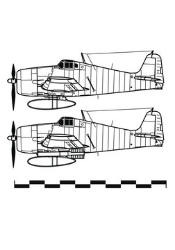 Grumman F6F HELLCAT. Outline drawing