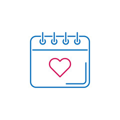 Valentine's day, calendar, heart icon. Can be used for web, logo, mobile app, UI, UX