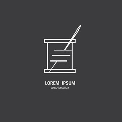 Logo with spool of thread and needle. Laconic logo for the sewing business and production