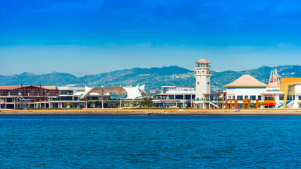 View of the embankment of the city of Cebu, Philippines. Copy space for text.