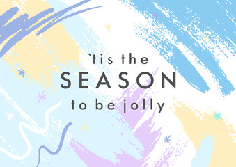 Trendy holidays poster with hand drawn shapes and textures in soft pastel colors.Unique graphic design perfect for prints,flyers,banners,invitations,special offer and more.Modern vector illustration.