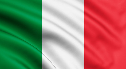 Obraz premium Italy flag blowing in the wind. Background texture. 3d rendering, wave.
