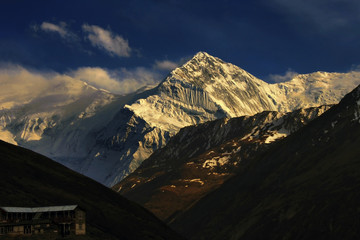 Himalayan mountains, Annapurna massif in the evening