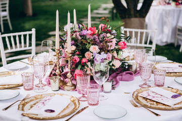 Wedding table decoration. Italy wedding.