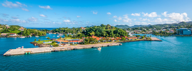 Panoramic harbor view of St Lucia