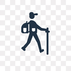 Hiking vector icon isolated on transparent background, Hiking  transparency concept can be used web and mobile