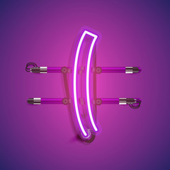 Realistic neon character with wires and console, vector illustration