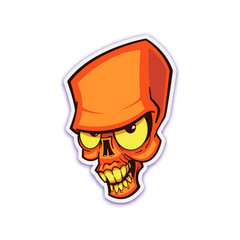 Skull sticker. Isolated vector illustration.